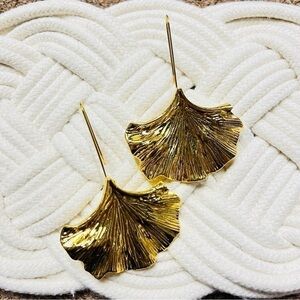 Anthropologie Gold Leaf Earrings